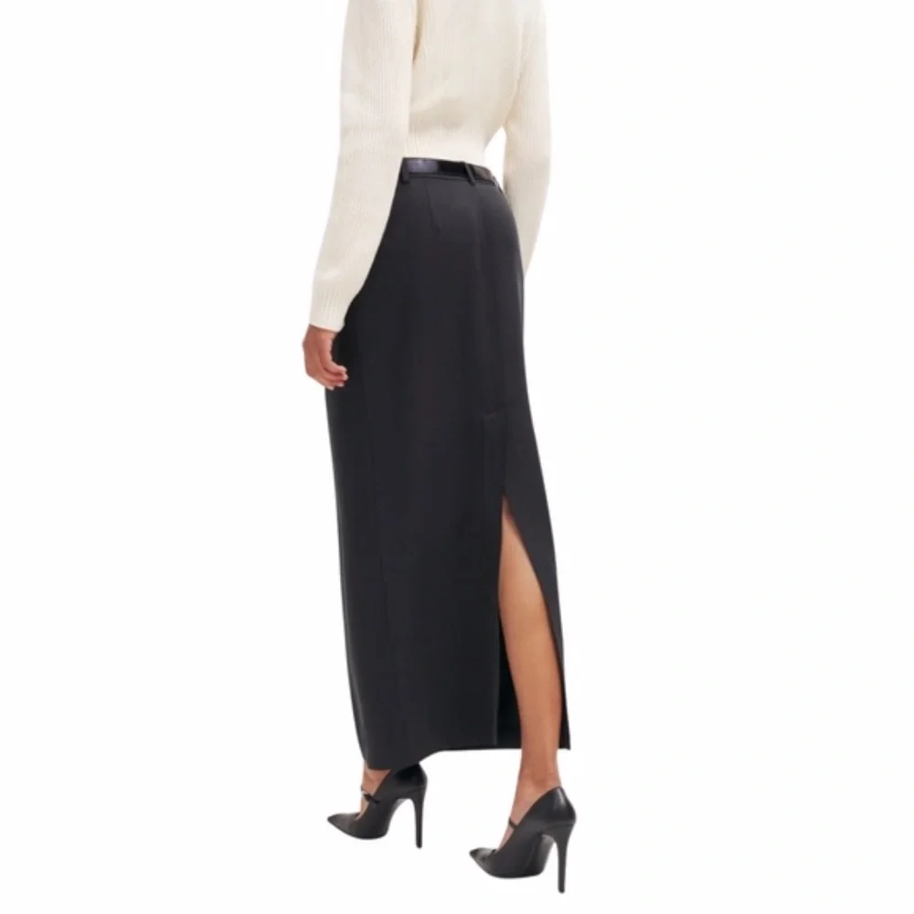 NEW Reformation Cairo Mid Rise Maxi Skirt Black 8